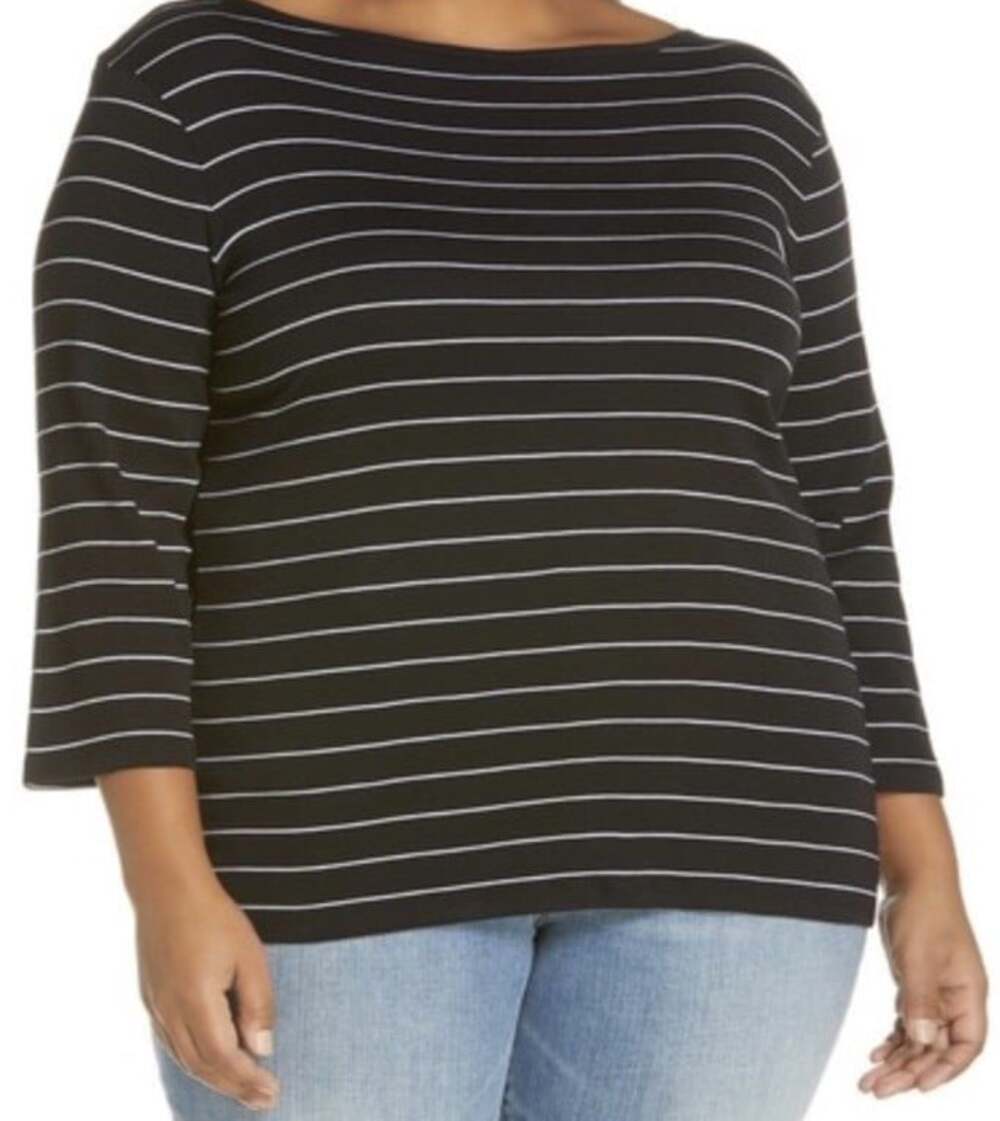 Ralph Lauren Black & Gold Glitter Striped Women's Long Sleeve Shirt Size XXL
